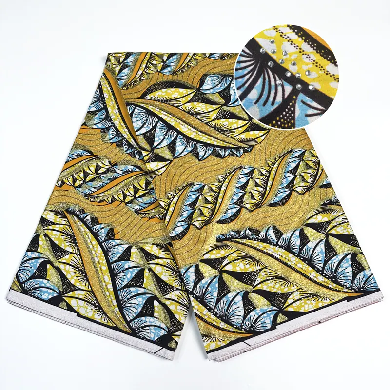 Ochre leaf wax print — Ochre, ivory & black
